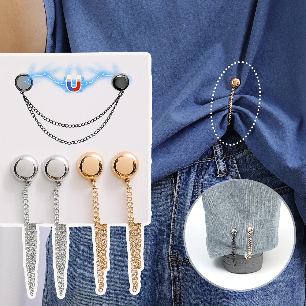 Magnetic  Clothing Fixing Clips Adjustable Trouser Legs Clips for Pants Pin Retractable Fixed Leg Pants Loose Button for Jeans