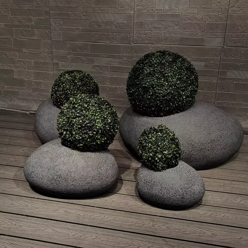 for Garden Planter Fiberglass Cobble Planter Pots for Home Garden Decoration Light Weight Cobble Pots Wholesale