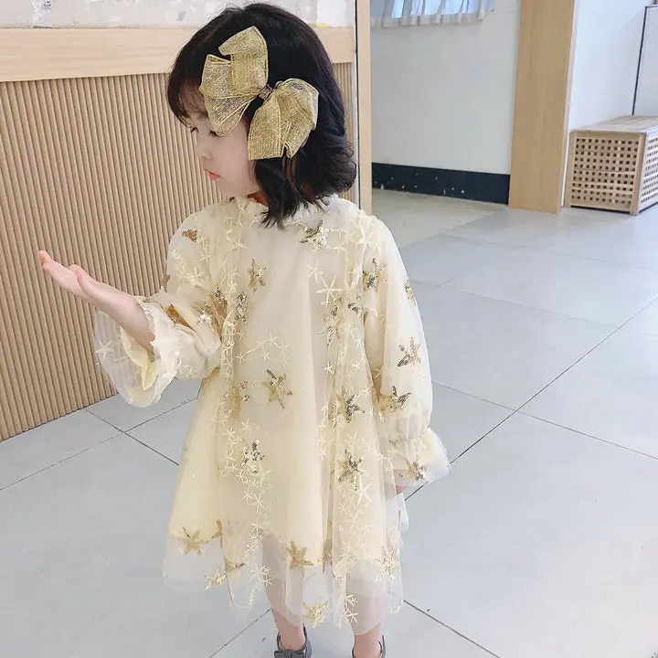 Children Clothing Girls Dress Star Princess Dress 2024 New Spring and Summer Fashionable Sweet Girls Cute Short Sleeve Dress