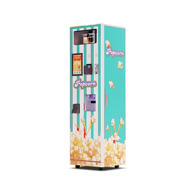 Commercial Self Automatic Popcorn Machine Amusement Park Cinema Arcade Metal Coin Operated Game Popcorn Vending Machine