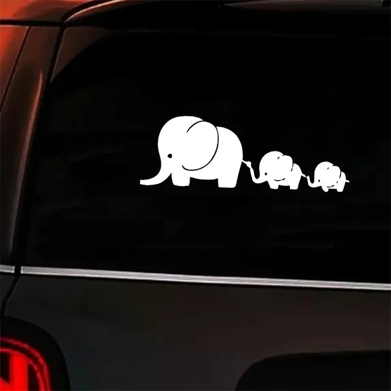 Cartoon Elephant Mom And Kids Car Stickers For Laptop Water Bottle Car Truck Van SUV Motorcycle Vehicle Paint Window Wall Cup To