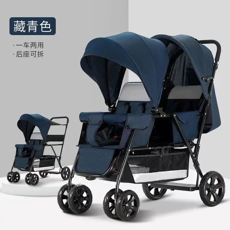 Twin baby strollers for front and back two twin sit-down portable folding baby strollers for children