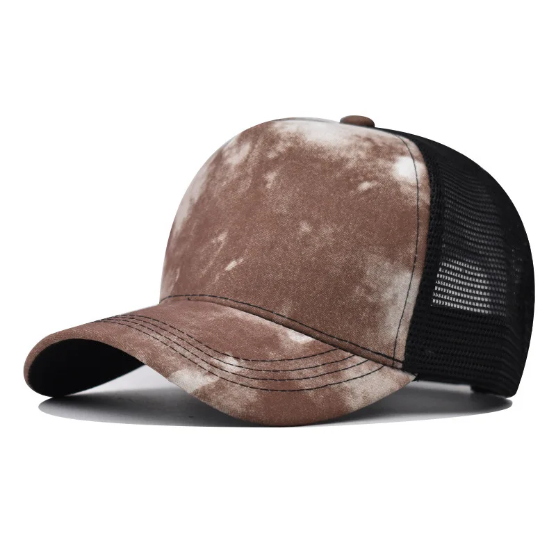 

New Outdoor Trendy Gradient Color Printed Embroidered Baseball For Men And Women Plaid Trucker Cap Snapback Fashion Hat