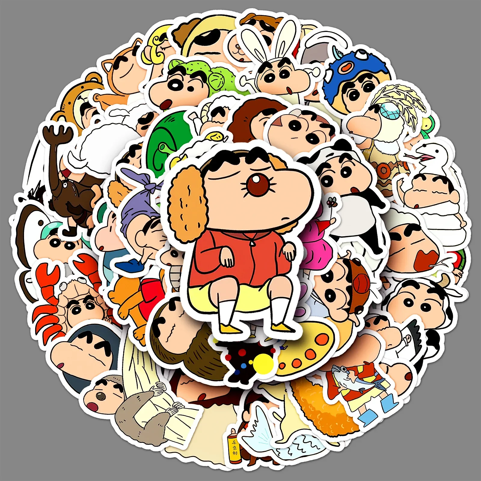 50pcs Crayon Shinchan sticker Children DIY Puzzle Sticker Face Funny Anime Cartoon Assemble Stickers Kids Toys Boys Girls Gifts