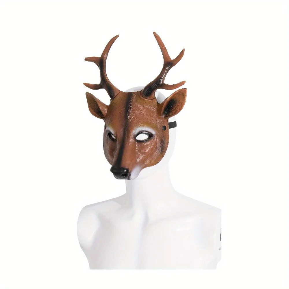 New PU Foam Deer Mask - Halloween & Christmas Animal-Themed Mask, Masquerade Party Costume Prop