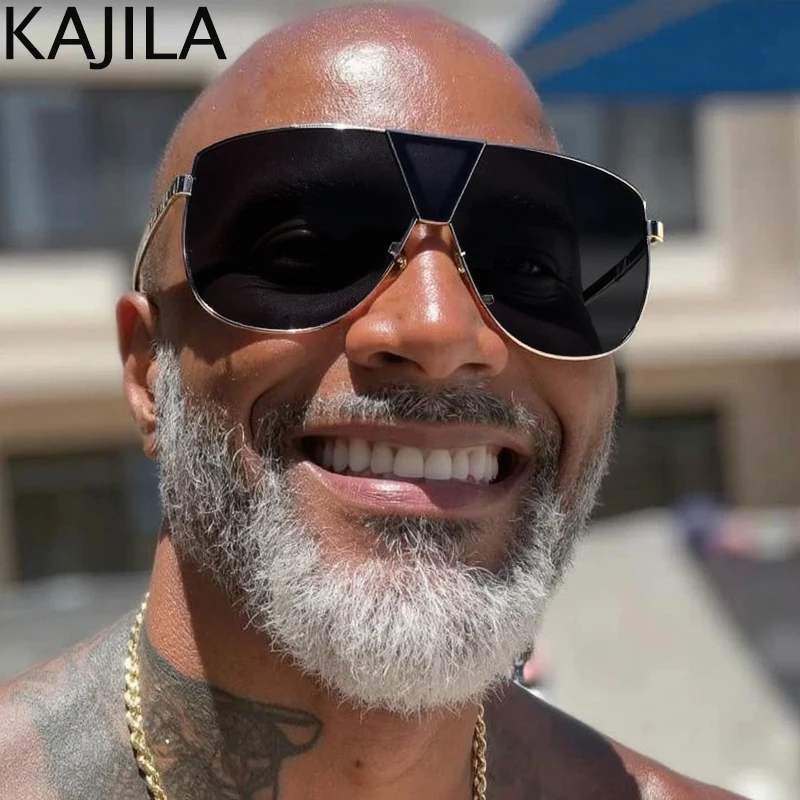 

Oversized Punk Shield Mask Sunglasses Men Women Big Frame 2025 Luxury Brand Steampunk Windproof Eyewear For Lady Shades UV400