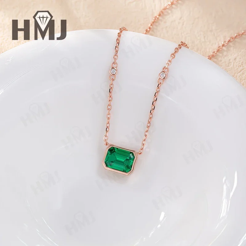 Halskette mit Anhänger aus 925er-Sterlingsilber, D-Farbe, Moissanit-Halskette, im Labor gezüchteter Smaragdschliff, 2 Karat GRA-zertifiziert, hochwertiger Schmuck, Jahrestagsgeschenk – Detail 31