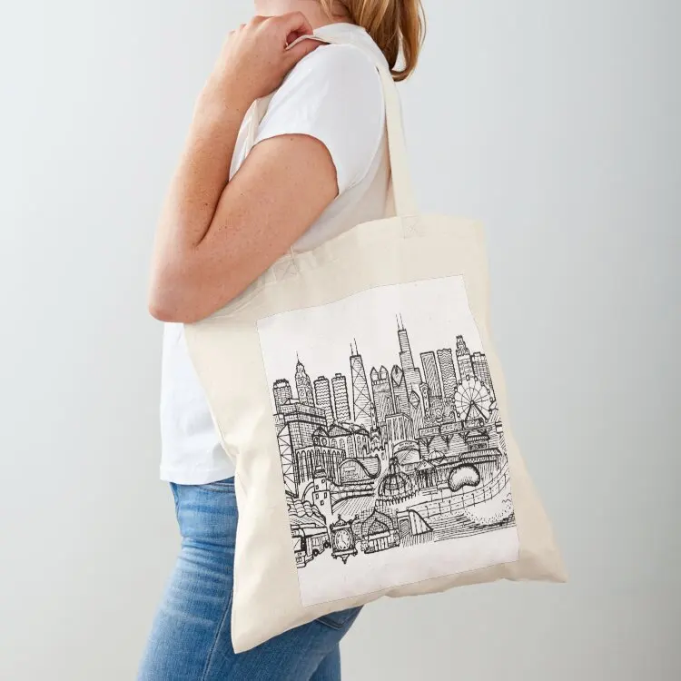 Iconic Chicago Tote Bag Women's shopper bag cloth bag woman eco pack