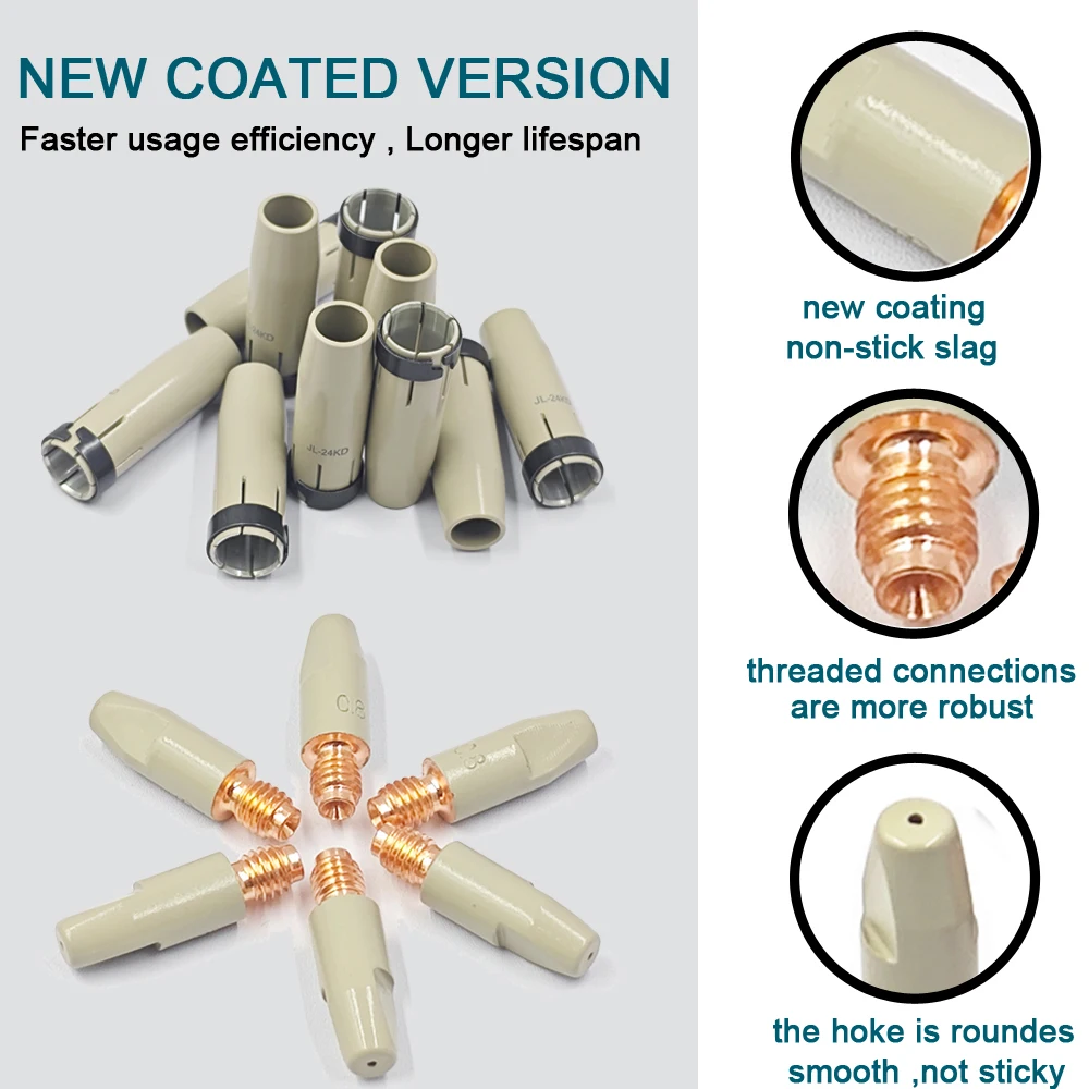 24KD Nosel Anti-lengket Perlindungan Lapisan Baru 0.8/1.0/1.2Mm Tempat Ujung Nosel Gas Obor MIG untuk Obor Las MIG MAG MB-24KD