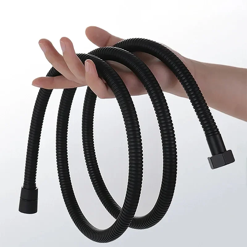 Stainless Steel Black Handheld Shower Hose Interface Flexible Anti Winding Explosion-proof Shower Tube Bathroom Accessories