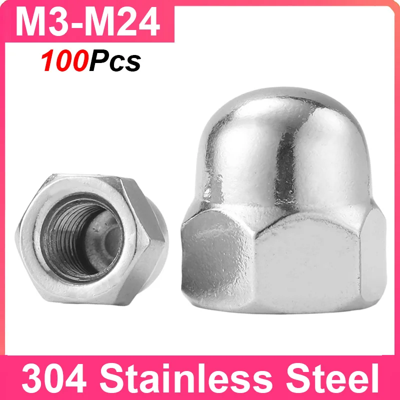 

304 A2-70 Stainless Steel Hex Hexagon Cap Nut Domed Nuts Acorn Nut For Decrotive M3 M4 M5 M6 M8 M10 M12 M14 M16-M24