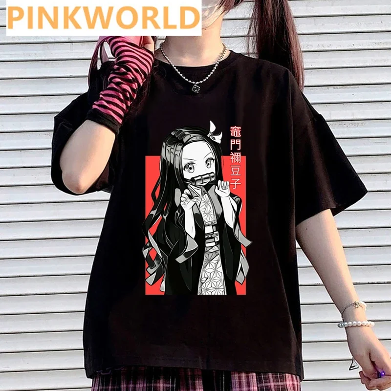 Japanese Anime Cartoon Funny Fashioin Women's T-shirt print ladies T-shirt casual basis O-collar black shirt short sleeve Tshirt