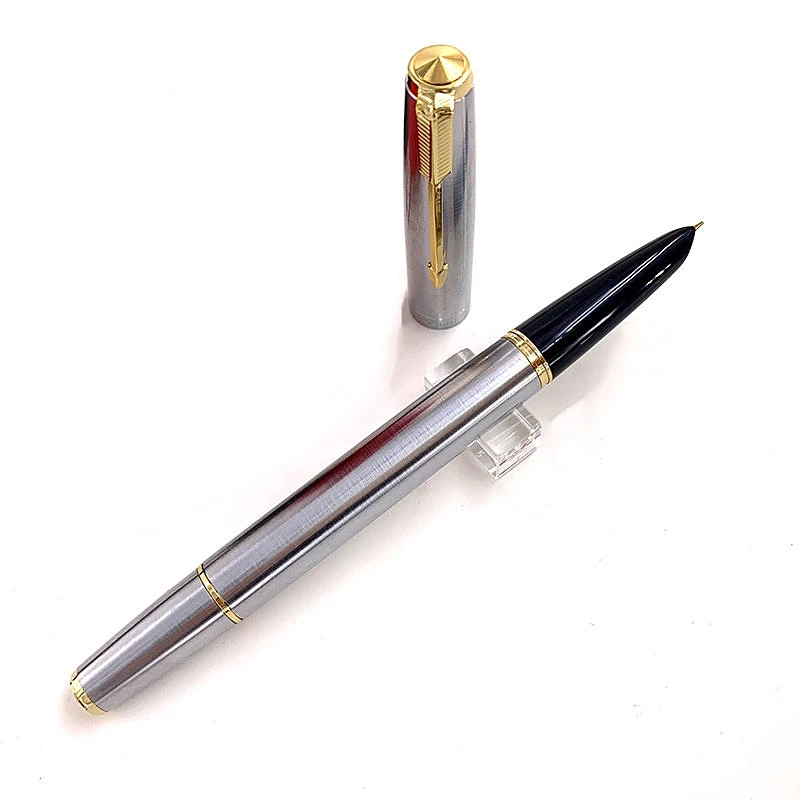 Wingsung 601 Piston Filling Fountain Pen High Quality Stainless Steel Barrel F0.5mm Nib Office School Writing Ink Pen With Box