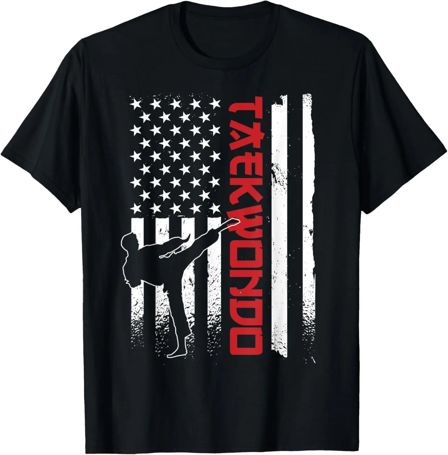 Taekwondo Bandera Americana Taekwondo Fighter Bandera de EE. UU. Camiseta