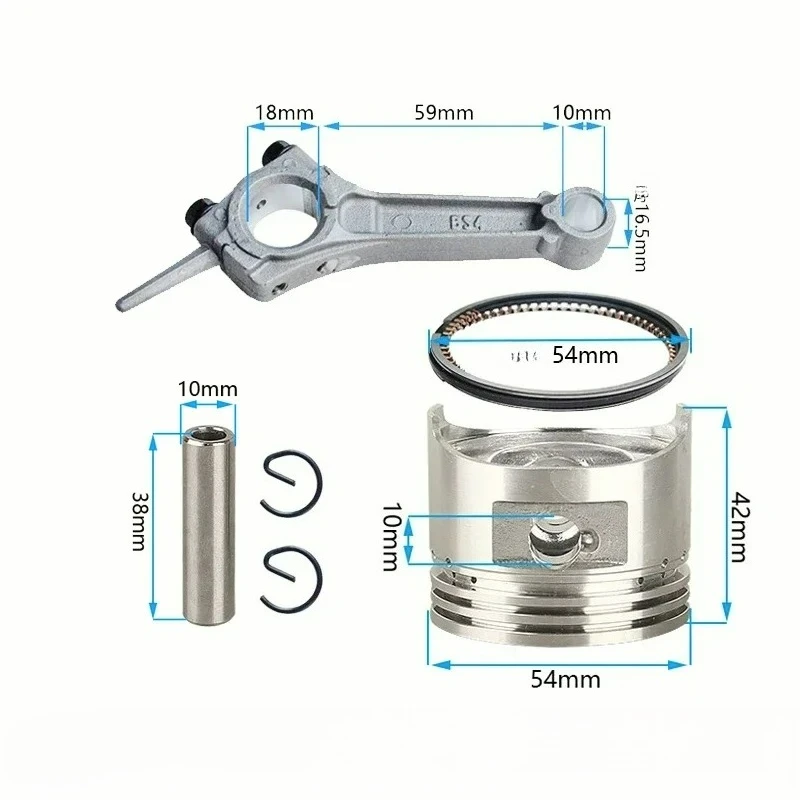 Engine Piston kit and Connecting rod for Generator pump kolben 152F 154F 168F 170F 173F 177F 188F 190F 192F 182F Conrod view 4