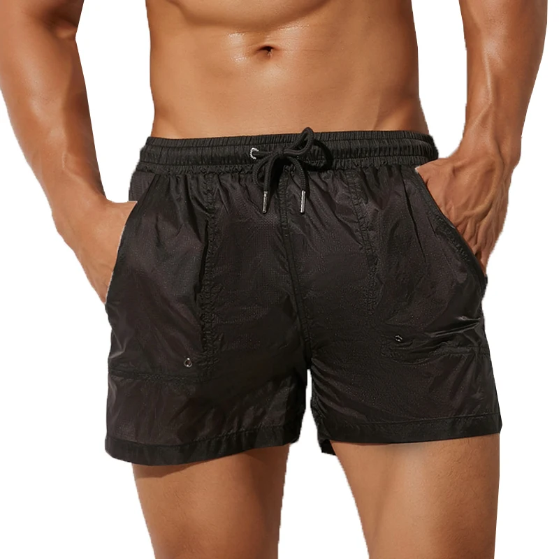 Men Board Shorts Thin See Through Quick Drying Swimsuits Trunks Casual Pocket Workout Gym Pants Bathing Suit Surf Beach Swimwear