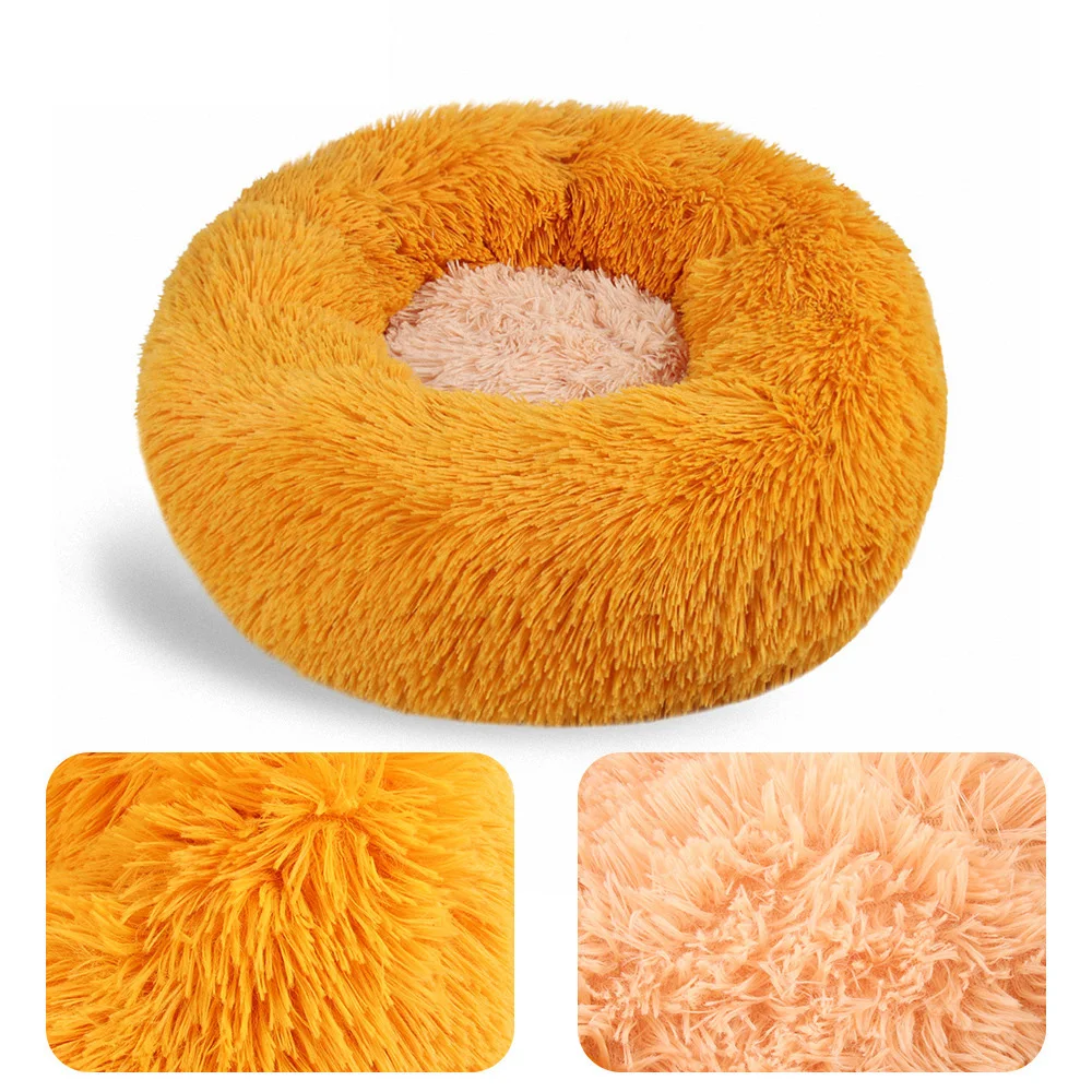 Warm Soft Dog Bed Plush Cat Mat Dog Beds For Large Dogs Bed House Round Cushion Pet Product Accessories Convertible Dog Cushion