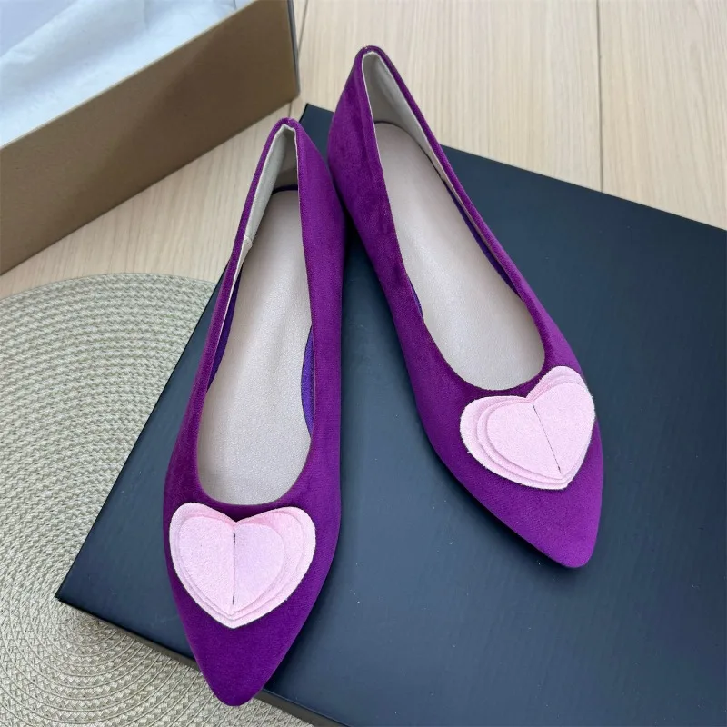 

Новые женские элегантные туфли-балетки с острым носком и декором в виде сердца, зеленые, повседневные, без застежек, в стиле Мэри Джейн, весна 2026