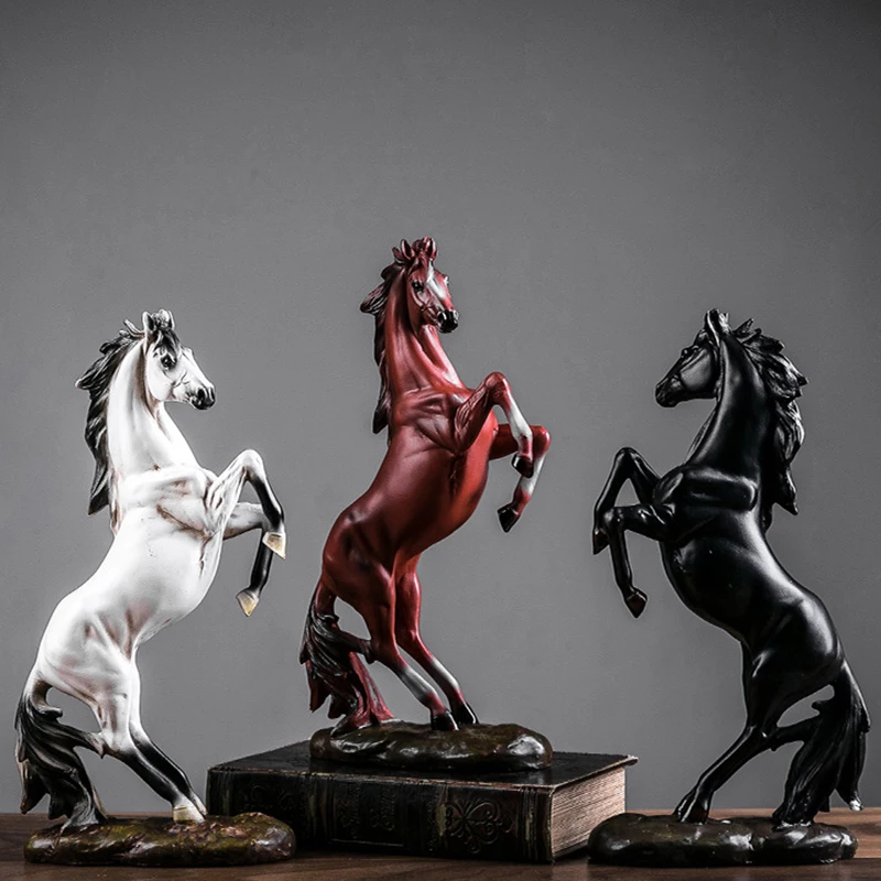 European Resin Horse Statue Decoration Living Room Office Ornament Figure Home Accessories Sculpture Modern Art