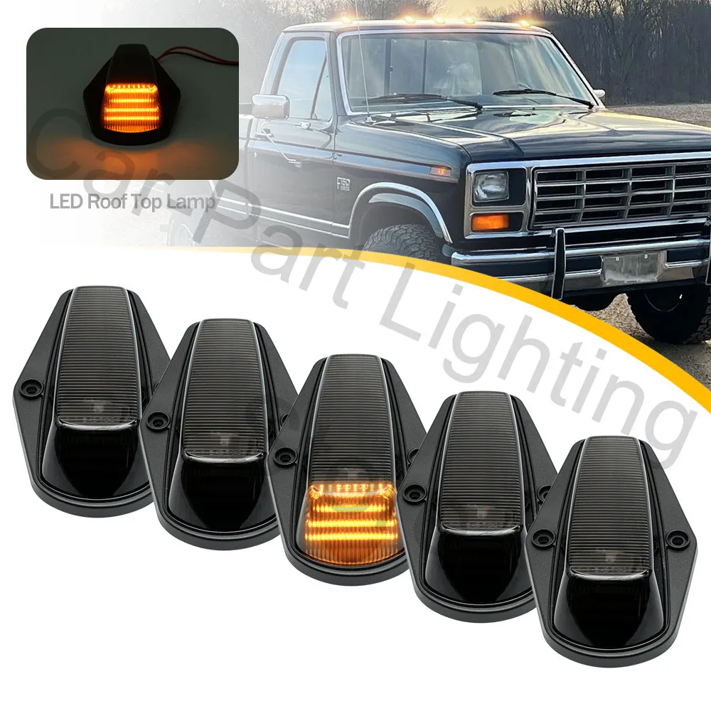 5pcs Led Yellow/White Cab Roof Lamps Front Housing Light Kit For Ford F-150 Ford F-250 F-250HD F-350 F-Super Duty 1988-1996