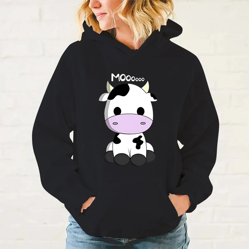 Fashion Men/Women Hoodie Cute Cows Heifer Moo Print Hoodie Casual Long Sleeve Sweatshirts Autumn And Winter Personality Pullover