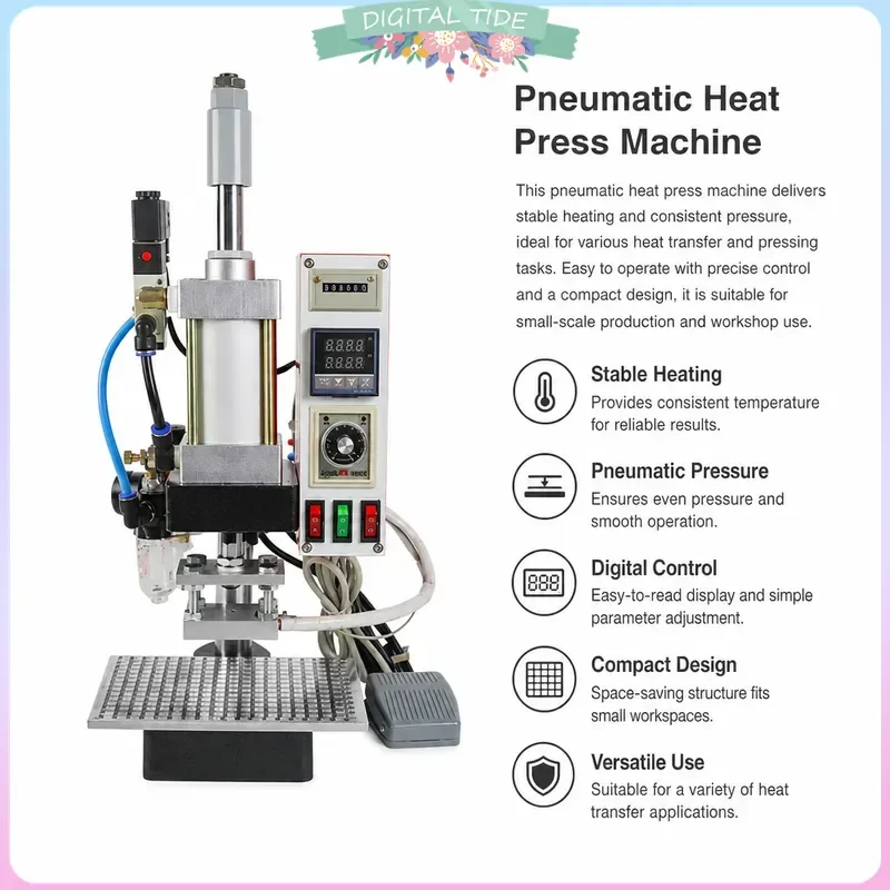 220V/110V Pneumatic Hot Stamping Machine PVC Card Book Leather Paper Wood Custom Logo Embossing Embossers Heat Press