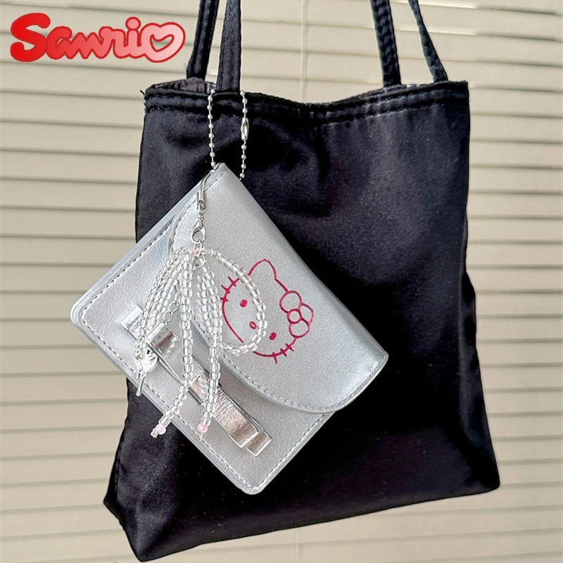 

Sanrio Hello Kitty Coin Purse Pu Leather Card Holder Wallets Anime Women Credit Passport Card Bag Casual Coin Wallets Xmas Gifts
