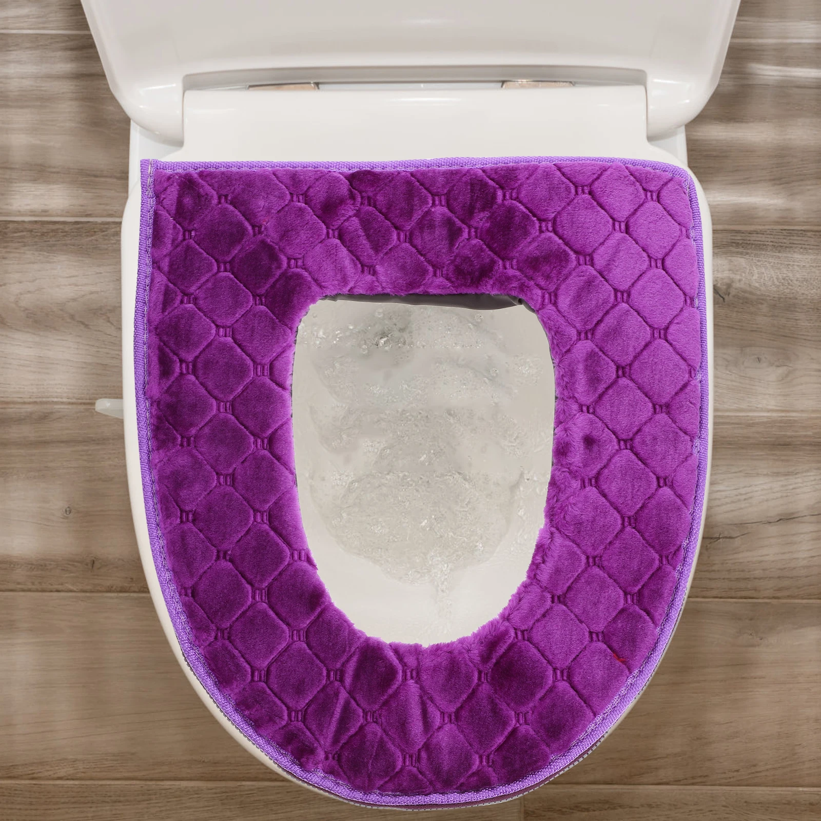 

1Pcs Thick Warm Toilet Seat Cover Pad Soft Flannelette Cushion for Cold Days Reusable Washable Zipper Closure Home Hotel