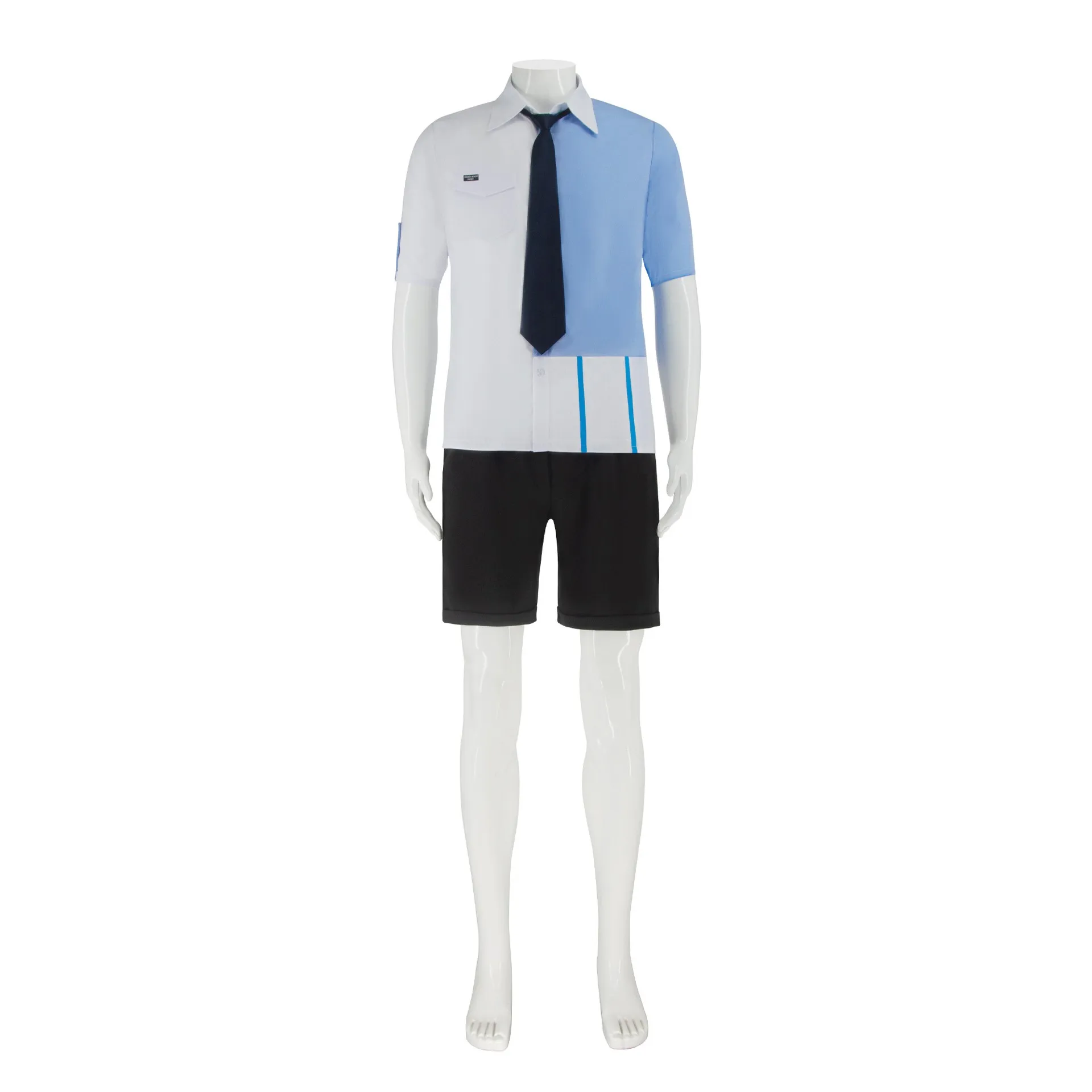 Anime Link Click Lucas Cosplay Costume White Short Wig Lu Guang Blue Shirt Pant Hat Full Set Daily Clothing Halloween view 2