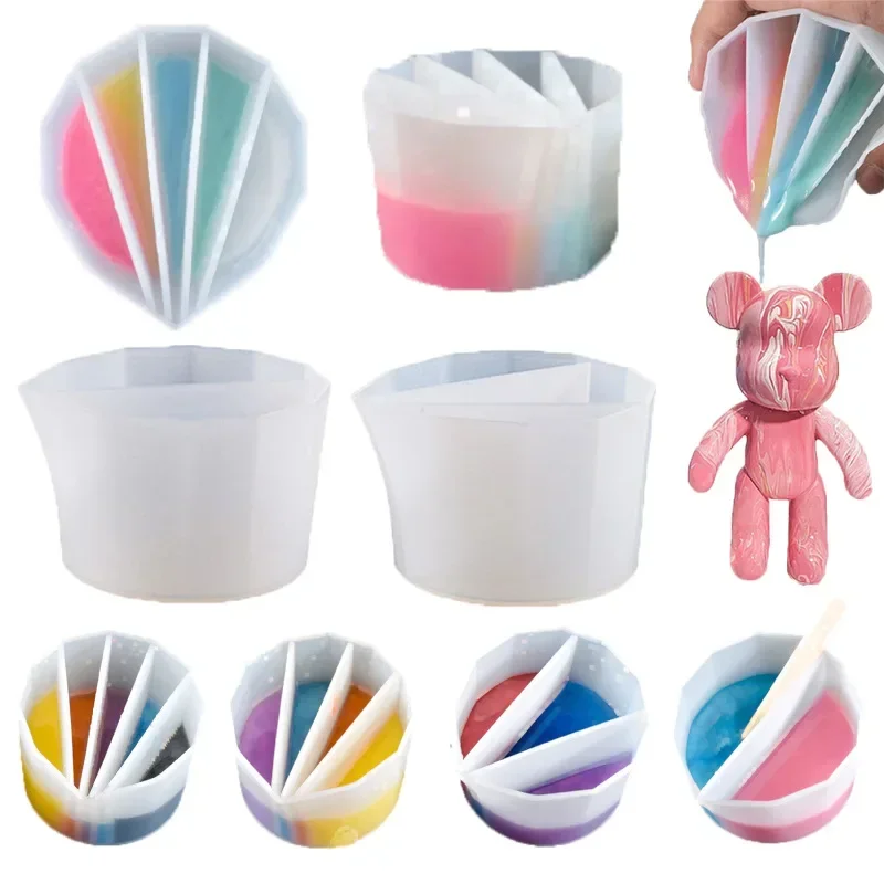 DIY Acrylic Paint Resin Mold Mixing Color Pigment Diversion Cup Fluid Art Dividing Cup Jewelry Making Tool Silicone Reusable