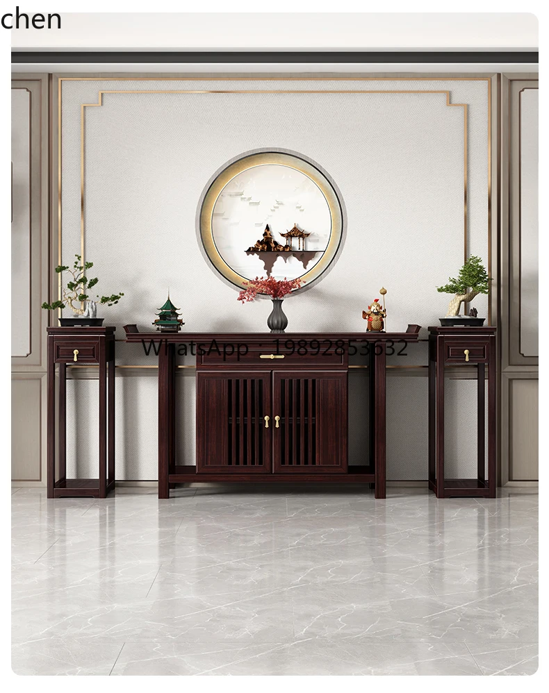 Zhongtang Light Luxury Counter Solid Wood Entrance Cabinet Supply Table Shentai Long Table