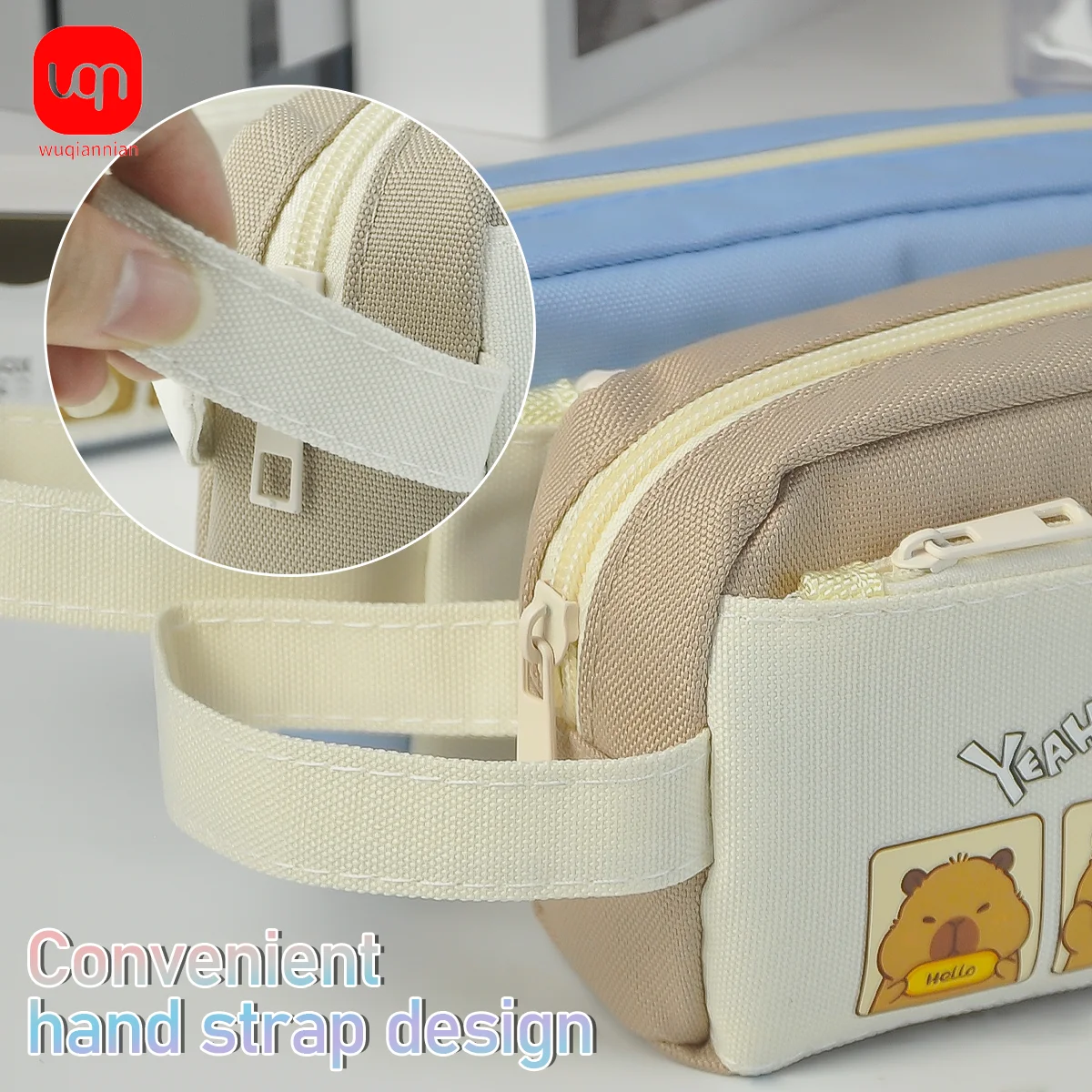 

WQN 1pc Kapibara Pen Case - Canvas Storage Bag with Smooth Zippers for Easy Opening, Multiple Color Options, Handheld Design for