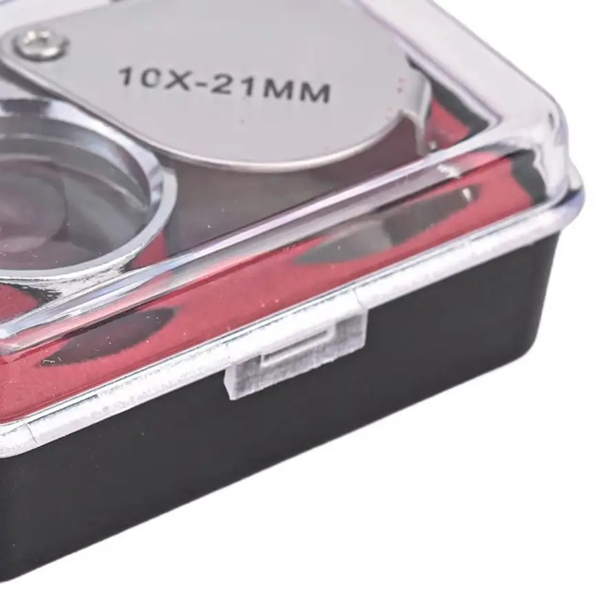 21mm Magnifier Storage Box 2pcs，Glass Lens ， Foldable Jewellers Loupe PORTABLE Silver Tiny Useful Practical New