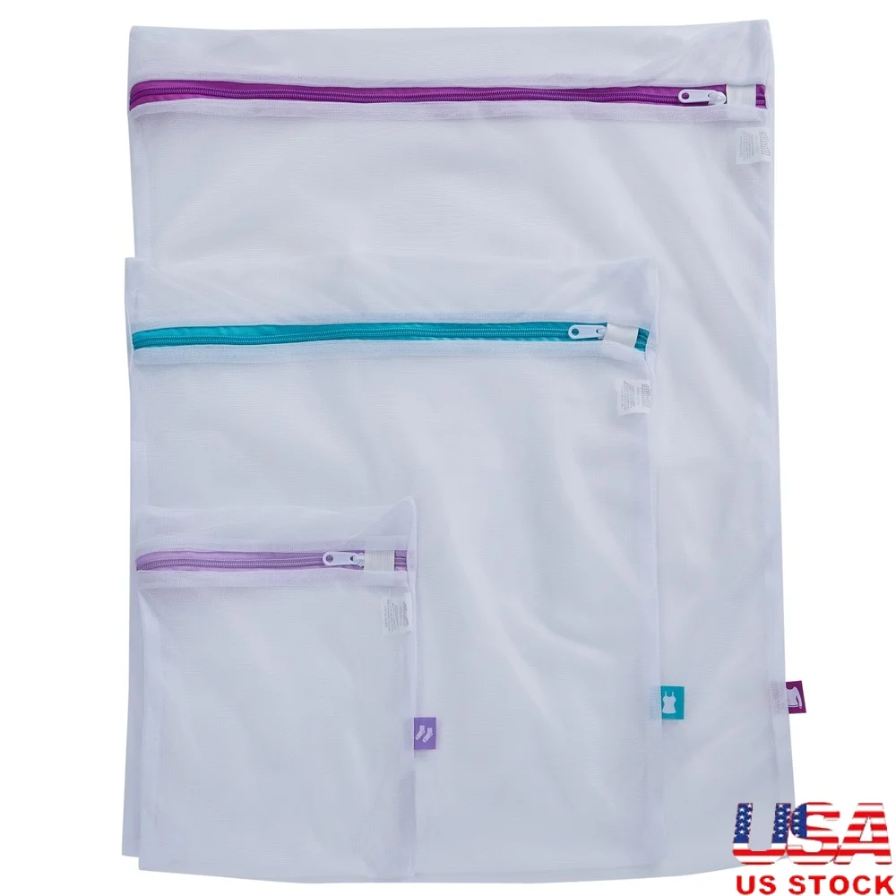 

Sanitized 3-Piece Mesh Laundry Bag Set Anti-Microbial Micro Mesh Protects Delicate Clothes Zipper Guard Washing Socks Sweaters