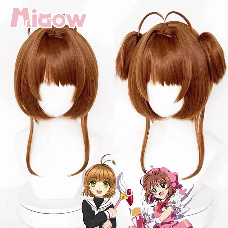 Anime 'Card Captor Sakura' Sakura Cosplay Wig Pre-styled Natural Layered Bangs and Side Face-framing Strands Cosplay Wig