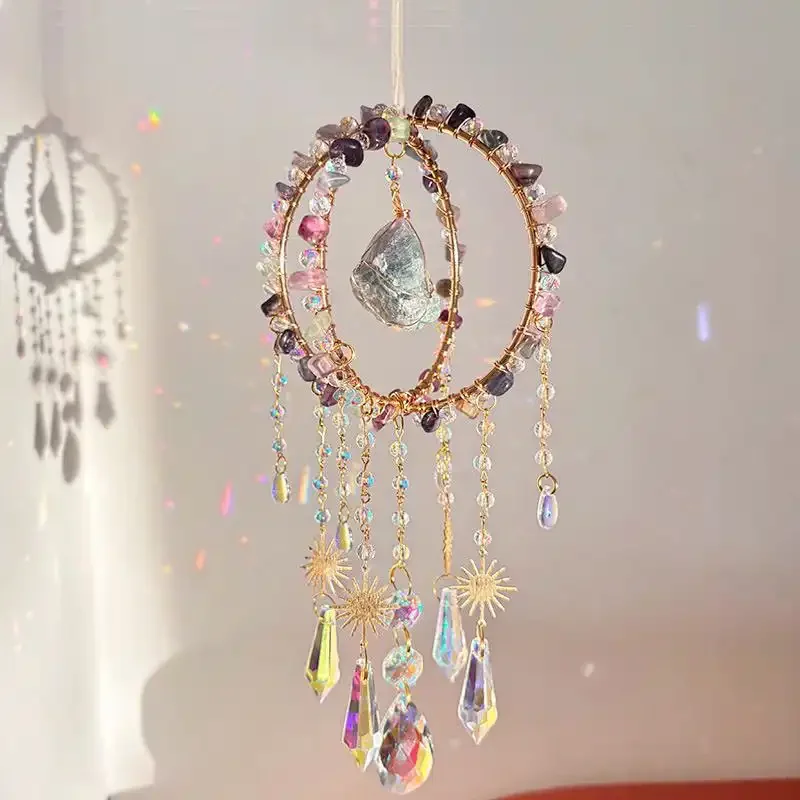 1pc gold crystal pendant sunlight catcher outdoor garden ab colourful hanging decorations hanging ornaments