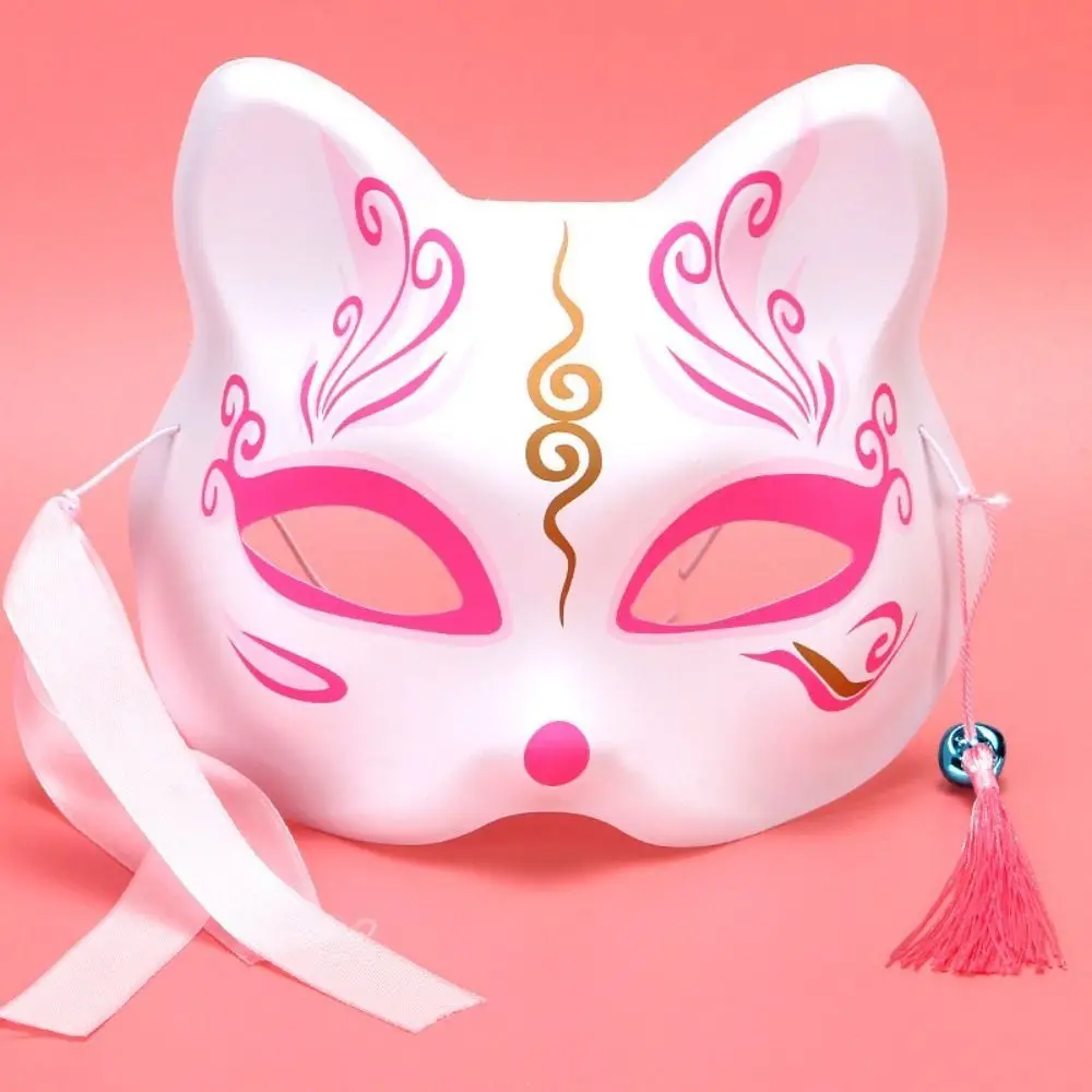 2 pçs portátil anime japonês raposas máscara cosplay pintados à mão adereços de festa requintado anime meia máscara facial festival