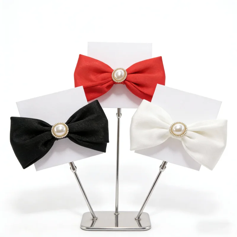 

Elegant Satin Bow Hair Clips with Pearl for Women Girls Solid Color Hair Barrettes Accessories for Daily Wear Party Wedding