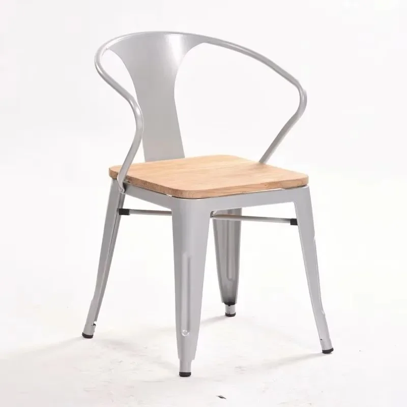 Industrial style retro colored iron metal dining chair with backrest cafe outdoor leisure living room