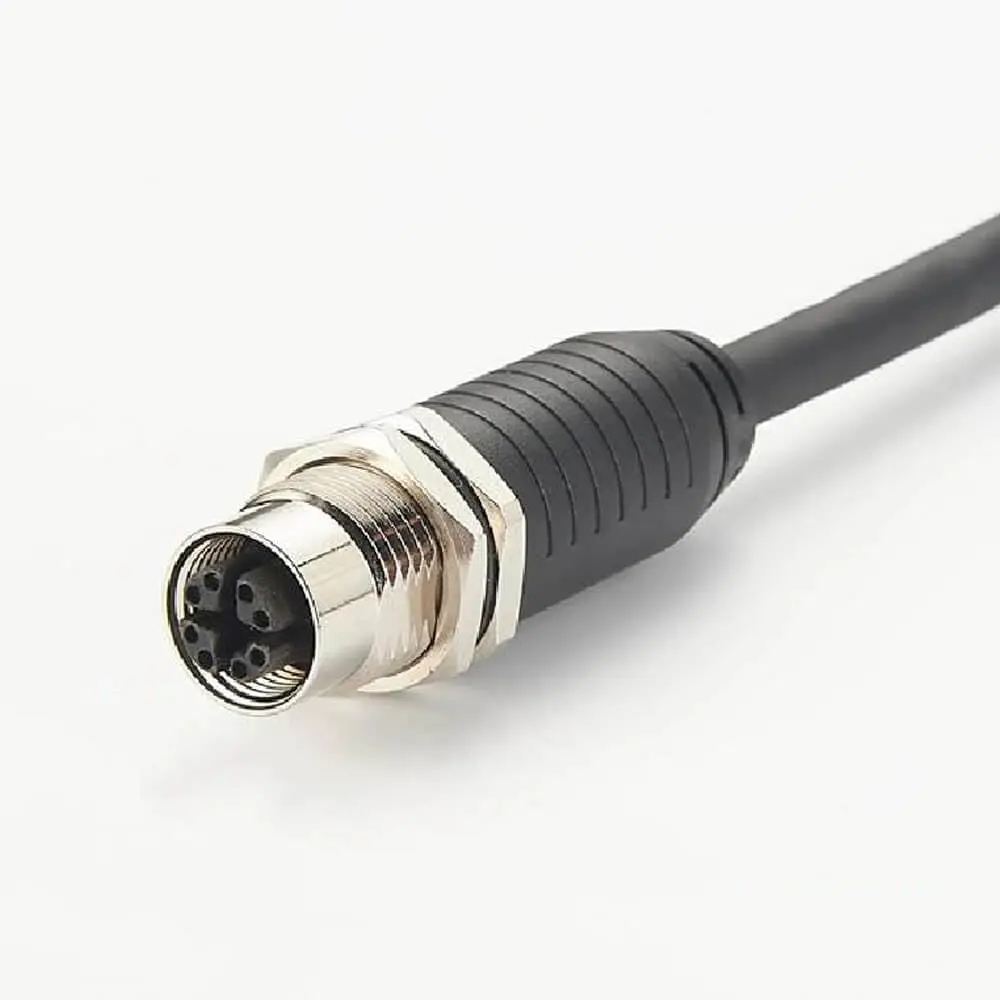 IP67 Rated RJ45 Ethernet Cable, 8-Pin M12 Male to Female, 1M Shielded Network Cable for Industrial Ethernet, IP67 Waterproof