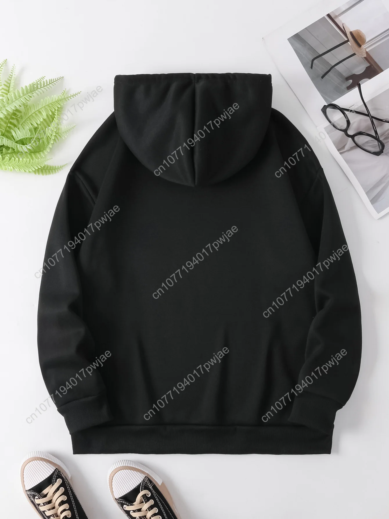 Sudadera con capucha de manga larga con estampado de gato, sudadera con capucha informal con cordón, ropa de mujer