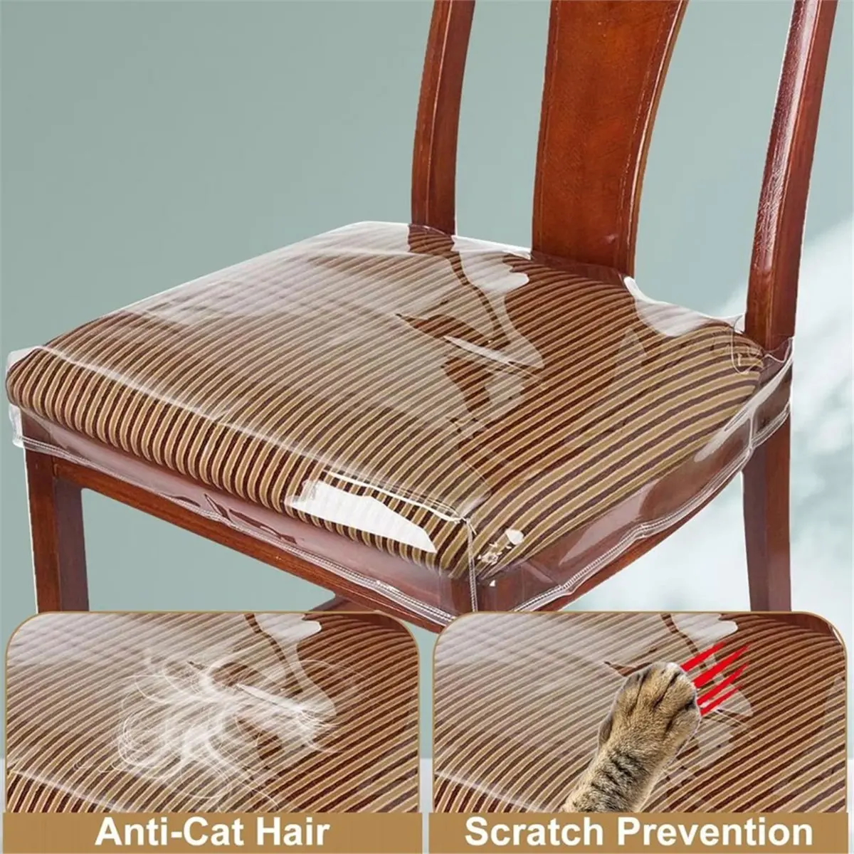 giftnew 6 Pcs Plastic Chair Covers, Plastic Seat Covers for Dining Chairs, Seat Protectors, Waterproof, Clear Cushion Protector