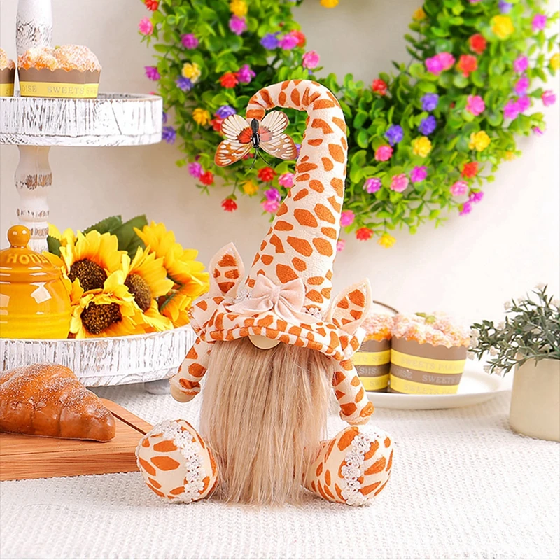 1PCS Animal Gnome Decoration Zebra Giraffe Elephant Shaped Plush Doll Faceless Tomte Gnomes Pendant Ornament Desktop Decor Gift