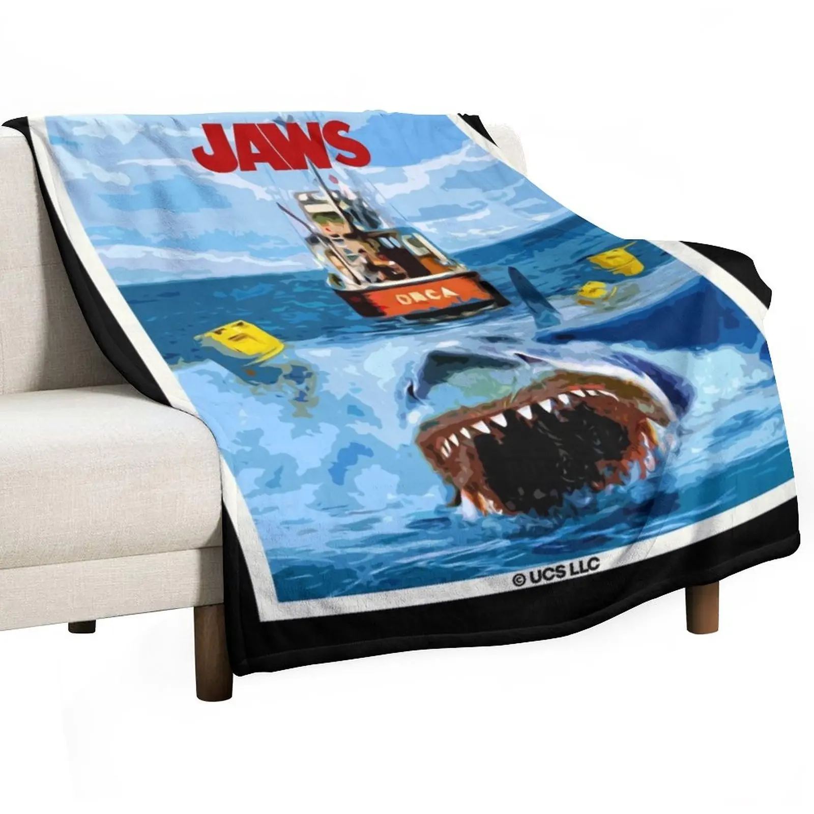 

Jaws movie retro. Birthday party gifts. Officially licensed merch. Throw Blanket halloween Beautifuls for babies Blankets