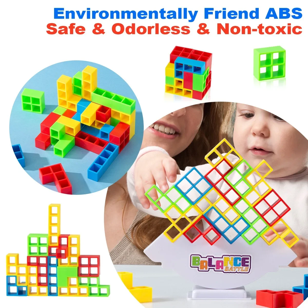 Kids puzzle building blocks brick toy balance stacked tetra tower game high quality Russian building blocks Kid Desktop Toy