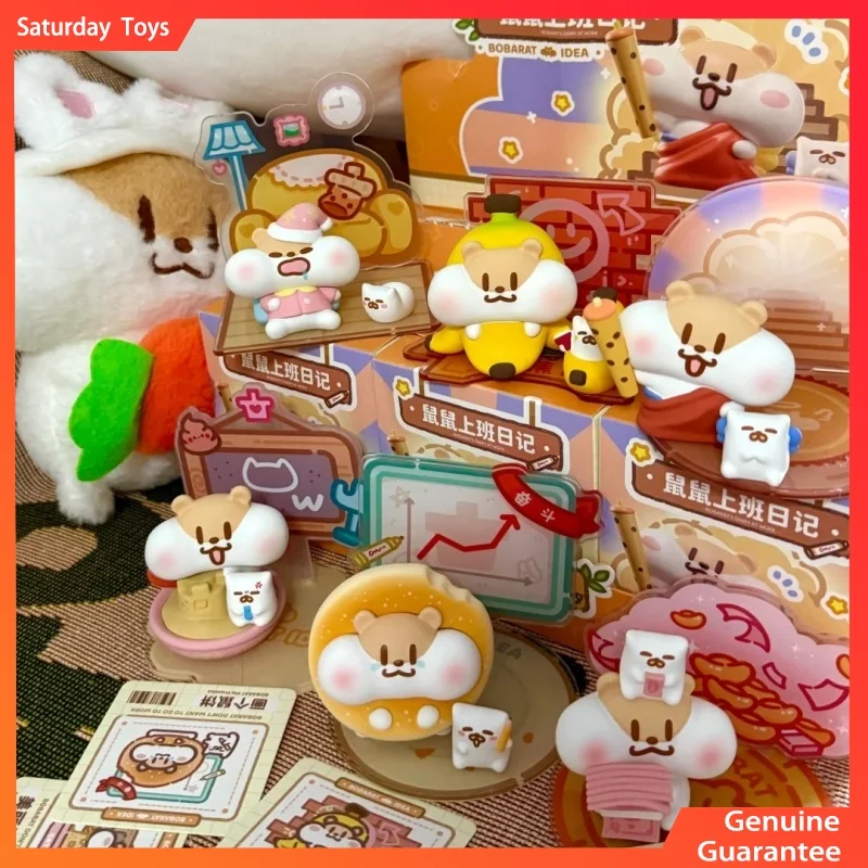 

Genuine Milk Tea Mouse Work Diary Series Blind Box Trendy Play Figurines Toys Desktop Ornaments Birthday Gifts For Girls Glue