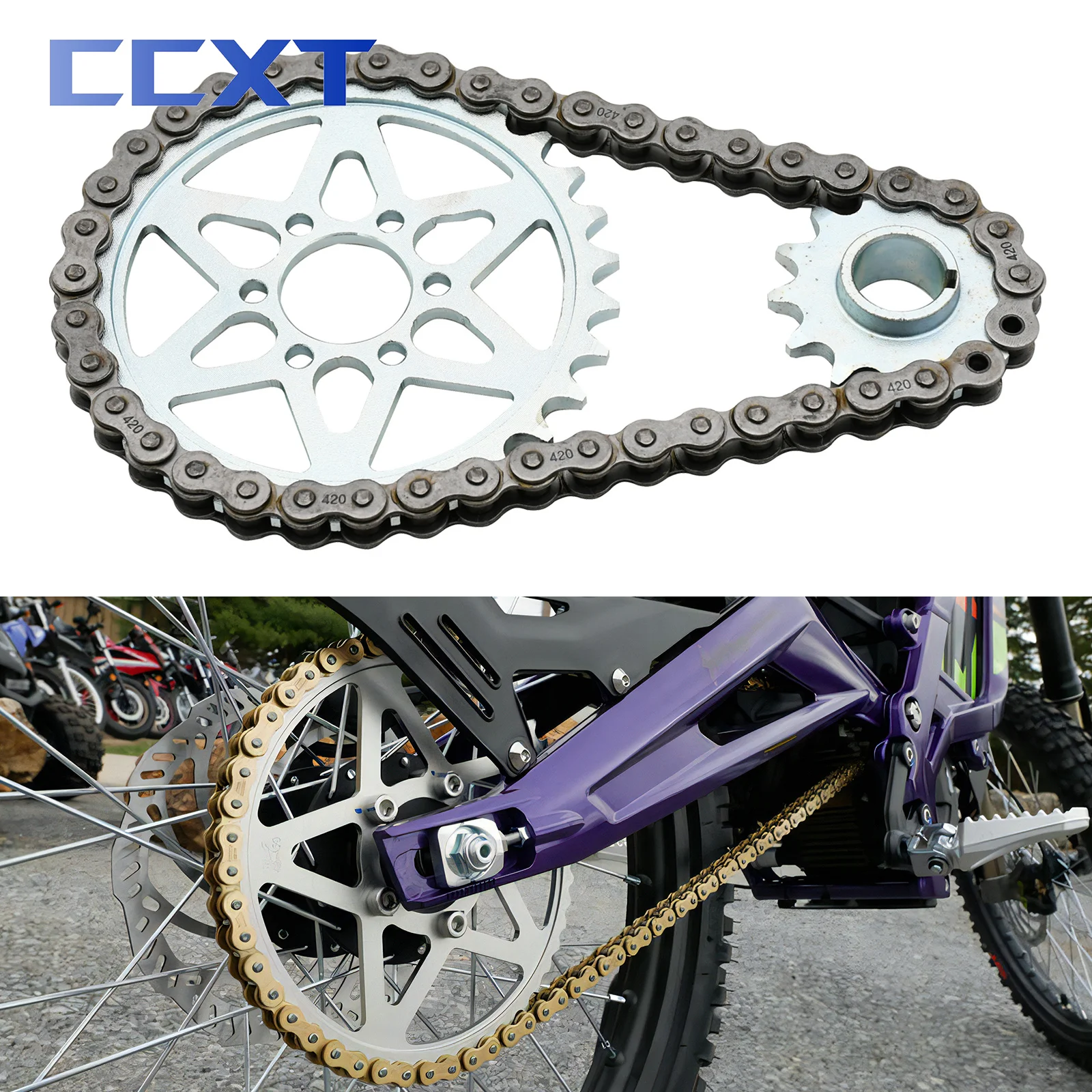 Electric Motocross Dirt Bike For Sur-Ron 13T 30T Chainring Sprockets 42 Section Chain Surron Light Bee & Light Bee X Universal