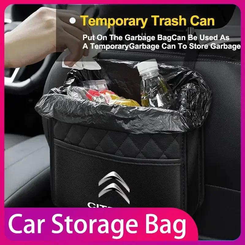 

Car Backseat Multifunction Leather Hanging Storage Bag Interior Accessories For Citroen C1 C2 C3 C4 C5 DS4 DS5LS DS6 Accessories