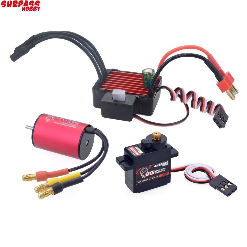 

SURPASSHOBBY Waterproof Combo 2030 6500KV 2S Brushless Motor + 25A ESC + S0009M 9G Servo for 1:20 1:18 GTR/Lexus RC Drift Racing