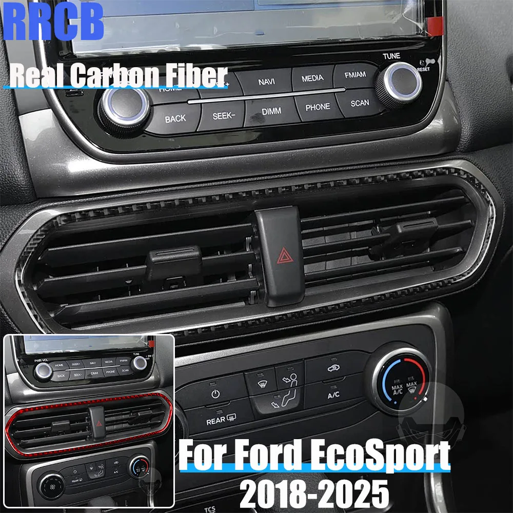 

Автомобильные аксессуары из настоящего углеродного волокна, мягкая наклейка на центральное вентиляционное отверстие для Ford EcoSport 2018 2019 2020 2021 2022 2023 2024 2025